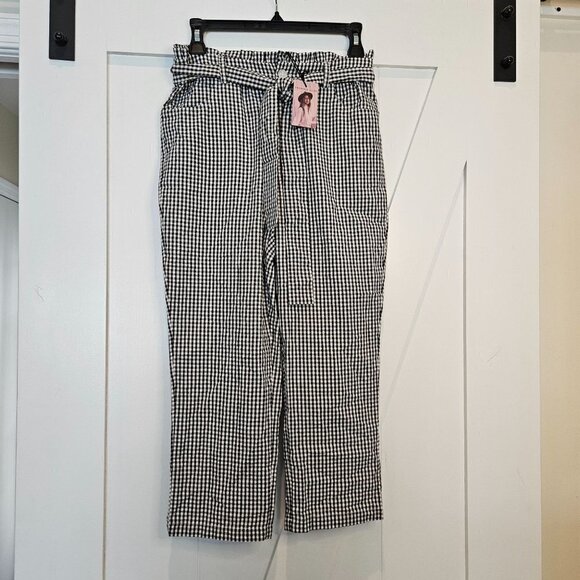 NEW Sincerely Jules Capris Pants Small Black White Checked Gingham Pedal Pusher - Picture 4 of 12